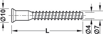 One-piece connector, Häfele Confirmat, countersunk head, for drill hole ⌀ 5 mm, SW4