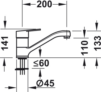 Single lever tap, fixed spout