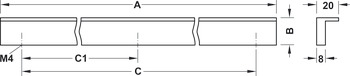 Furniture handle, Finger pull handle, aluminium, with L-profile