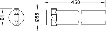 Towel rail, With 2 arms, for screw fixing