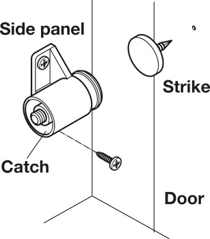 Magnetic catch, pull 3.0–4.0 kg, for screw fixing, round