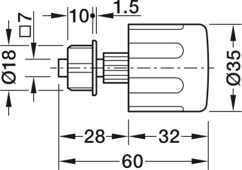 Turn knob, for Push-Lock spring bolt rim lock