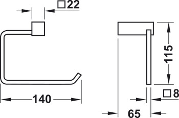 Toilet roll holder, square series, for screw fixing