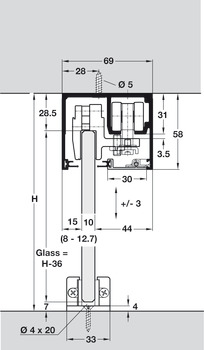 Sliding door fitting, HAWA Porta 100 GW/GWF Synchro, set