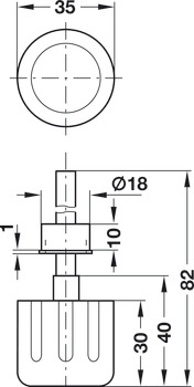 Turn knob, for Push-Lock spring bolt rim lock