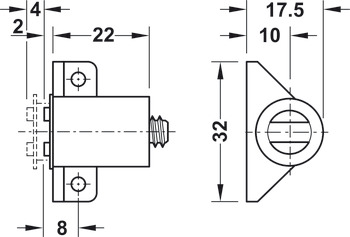 Magnetic catch, pull 3.0–4.0 kg, for screw fixing, round