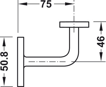 Handrail bracket, with flat support, bar railing system