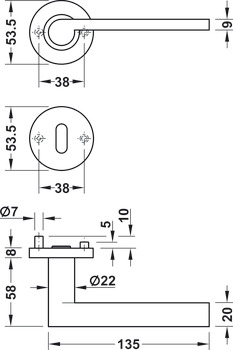 Door handle set, Stainless steel, Startec, model LDH 2174