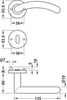 Door handle set, Stainless steel, Startec, model LDH 2184