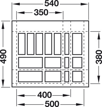 Special insert, medical area, universal compartments, flat, plastic