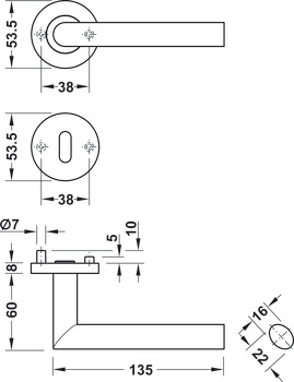 Door handle set, Stainless steel, Startec, model LDH 2188