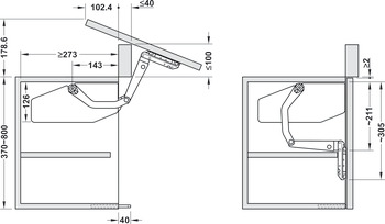 Lift up flap fitting, Free swing