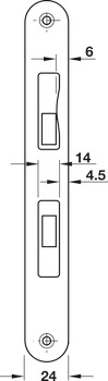 Mortice shoot bolt panic lock, for escape routes and panic areas, B 2390, profile cylinder, BKS, backset 65 mm