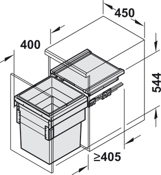 Single waste bin, Single Bin, Hailo Cargo Synchro