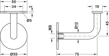 Handrail bracket, KWS 4571