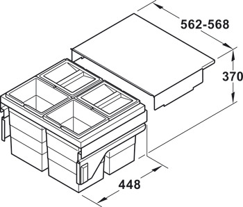 Four compartment waste bin, Hailo Cargo