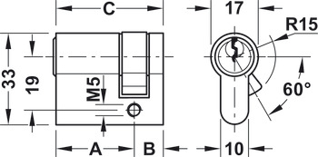 Single cylinder, Econo standard profile, Startec, brass nickel plated black, keyed to differ