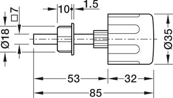 Turn knob, for Push-Lock spring bolt rim lock