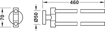 Towel rail, With 2 arms, for screw fixing