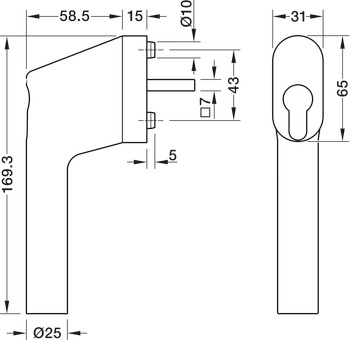 Window handle, Stainless steel, Startec PWH 4103