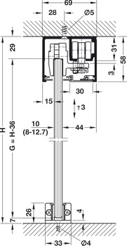 Sliding door fitting, HAWA Porta 100 GW/GWF, set