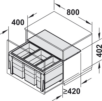 Three compartment waste bin