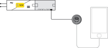 USB charging station, Häfele Loox ESC 2001 modular, 12 V