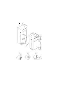 Built-in fridge/freezer combination, Dim. (W x H): 540 x 1,450 mm, connected appliance door