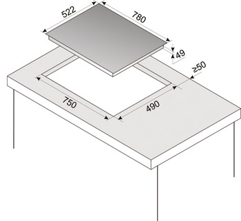 induction hob, Width: 770 mm, without frame