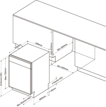 Built-in dishwasher, fully integrated, for cabinet width: 600 mm, 12 standard place settings