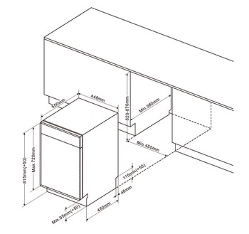 Built-in dishwasher, fully integrated, for cabinet width: 450 mm, 10 standard place settings