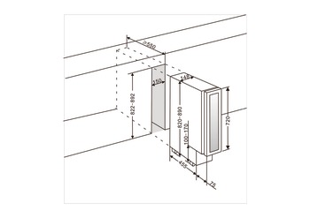 Wine refrigerator, for cabinet width: 150 mm, 2 temperature zone, capacity 7 bottles