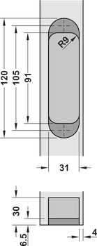 nasadilo za vrata, Startec H12, skrito ležeč, za nebrazdana notranja vrata s težo do 60 kg