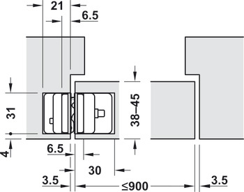 nasadilo za vrata, Startec H12, skrito ležeč, za nebrazdana notranja vrata s težo do 60 kg